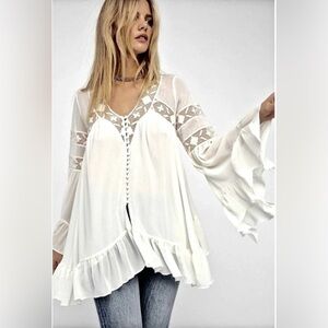 Free People White Bohemian Blouse
